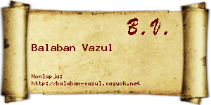 Balaban Vazul névjegykártya